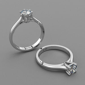 Anillo solitario en Oro 750 y diamantes