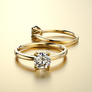Anillo solitario en Oro 750 y diamantes