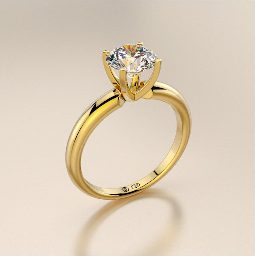 Anillo Solitario en Oro 750