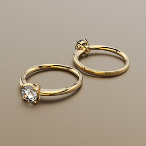 Anillo solitario en Oro 750 y diamantes