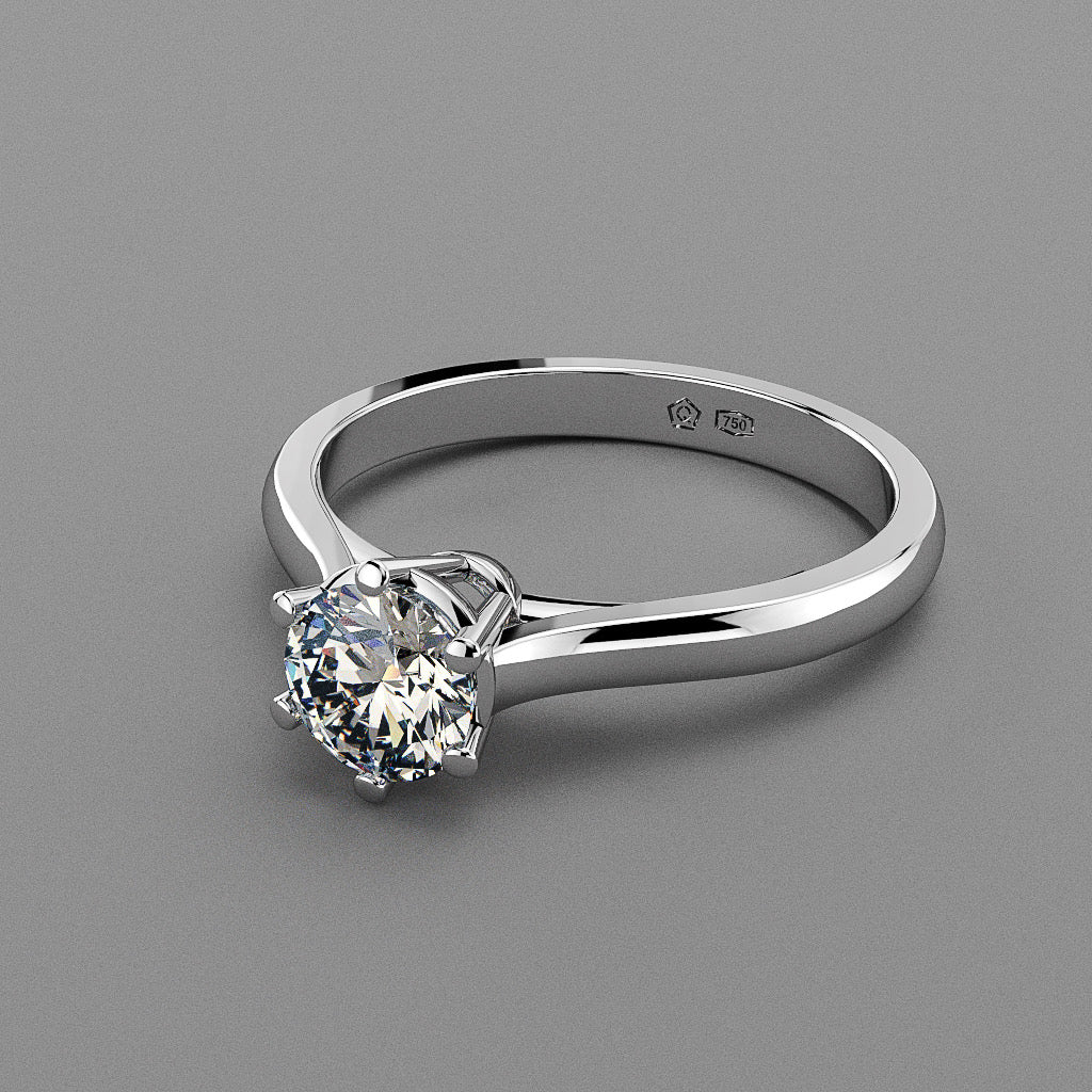 Anillo solitario en Oro 750 y diamantes