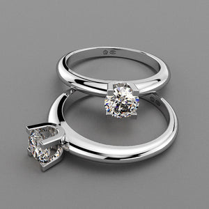 Anillo solitario en Oro 750 y diamantes