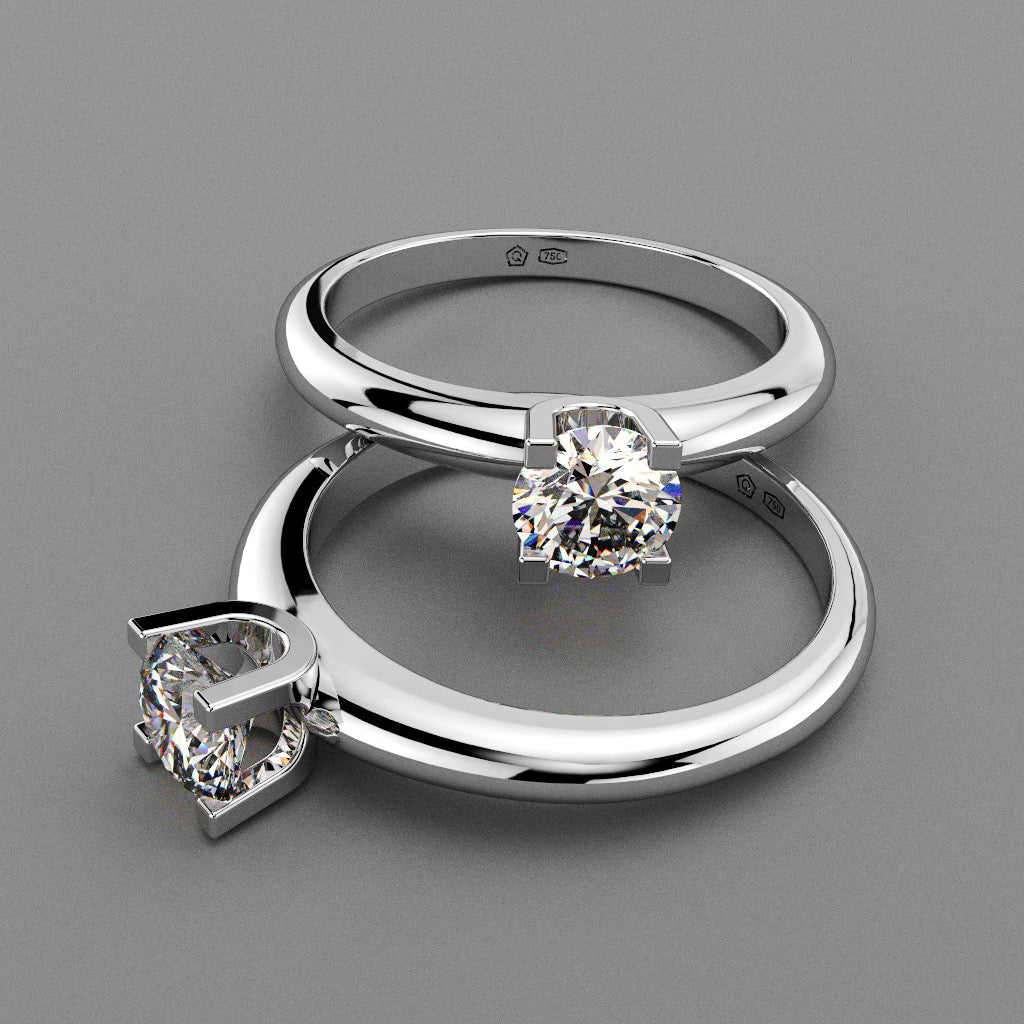 Anillo solitario en Oro 750 y diamantes